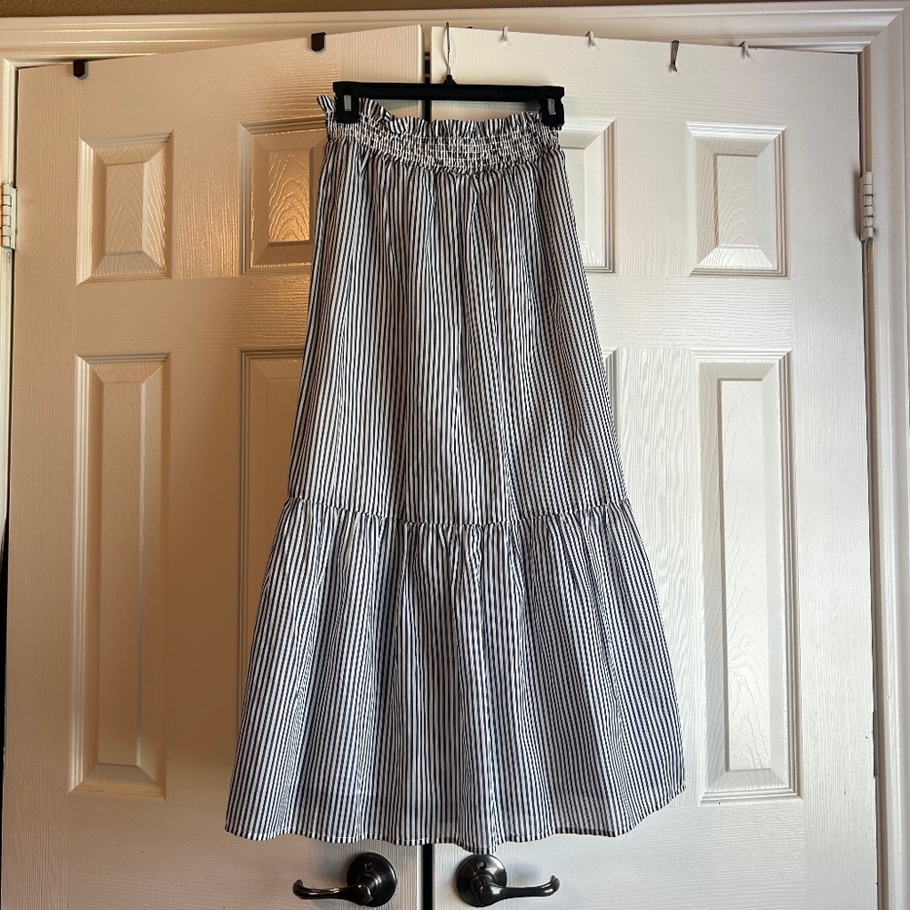 Gianni Bini Striped Navy and White Maxi Skirt